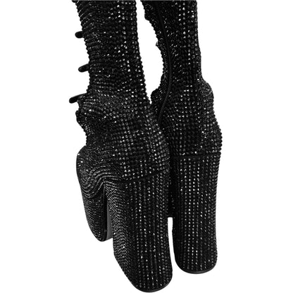MARC JACOB KIKI BLACK RHINESTONE HIGH BOOTS