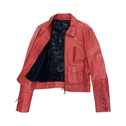 DIESEL PINK UTILITY LEATHER JACKET
