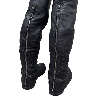 MIU MIU BLACK LEATHER KNEE HIGH BOOTS