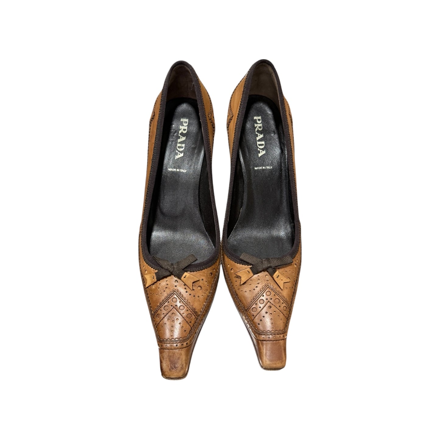 PRADA 2000S EYELET LEATHER HEELS