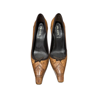 PRADA 2000S EYELET LEATHER HEELS