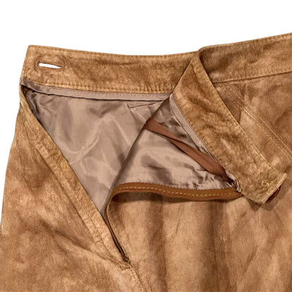 VIVIENNE WESTWOOD ASYMMETRICAL BROWN SUEDE LEATHER SKIRT