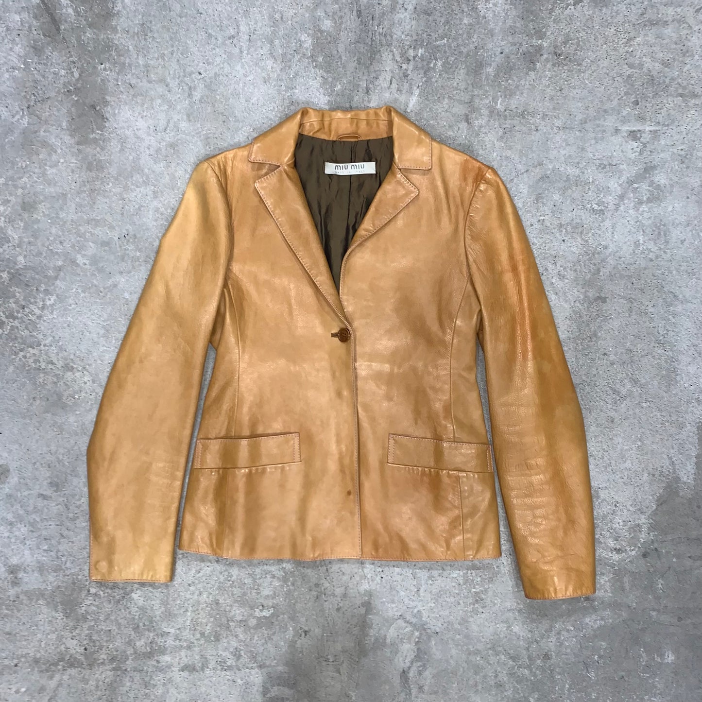 MIU MIU TAN LEATHER JACKET