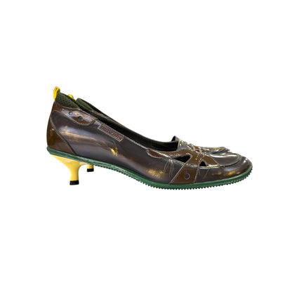 MIU MIU FW1999 GREEN RUBBER SOLE KITTEN HEELS PUMPS