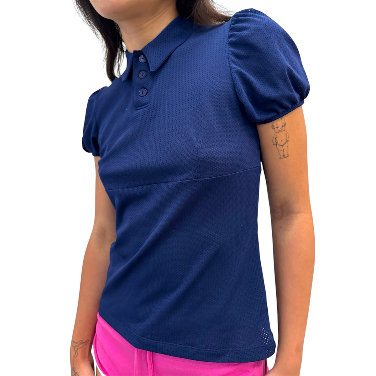 JEAN PAUL GAULTIER MESH NAVY SPORT TOP