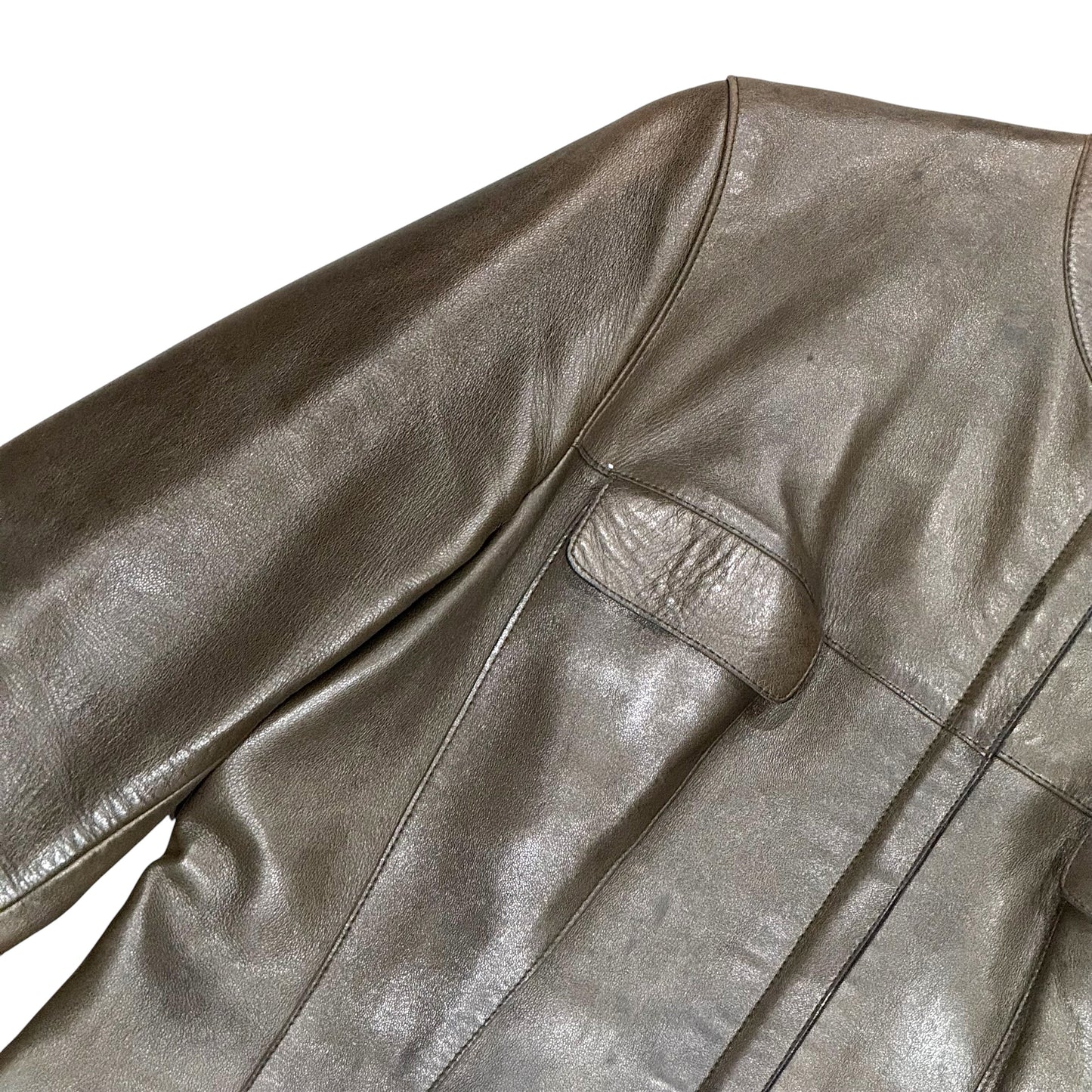 PRADA 1999 OLIVE BIKER LEATHER COAT