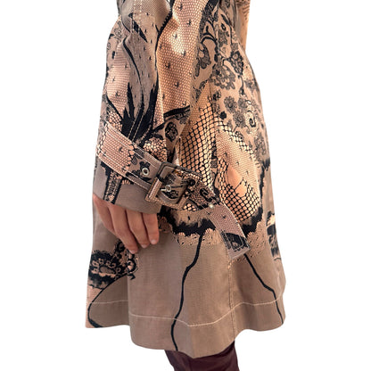 CHRISTIAN DIOR 2023 NUDE LACE PRINTED TRENCH COAT