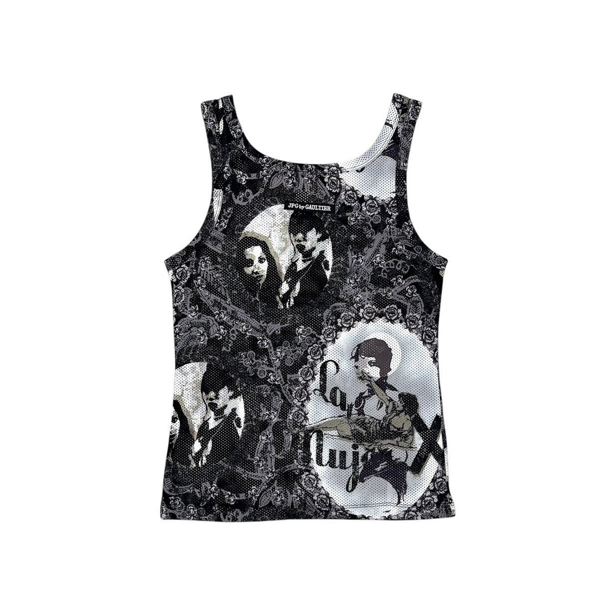 JEAN PAUL GAULTIER PORTRAIT MESH PRINT TANK TOP
