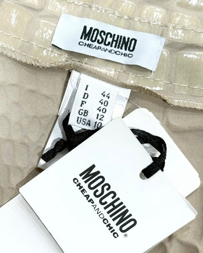 MOSCHINO PATENT CROCODILE EMBOSSED PENCIL SKIRT