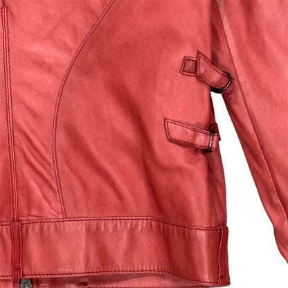 DIESEL PINK UTILITY LEATHER JACKET