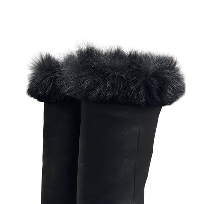 PRADA BLACK FUR HIGH BOOTS
