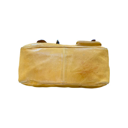CHRISTAIN DIOR YELLOW GAUCHO DOUBLE SADDLE BAG