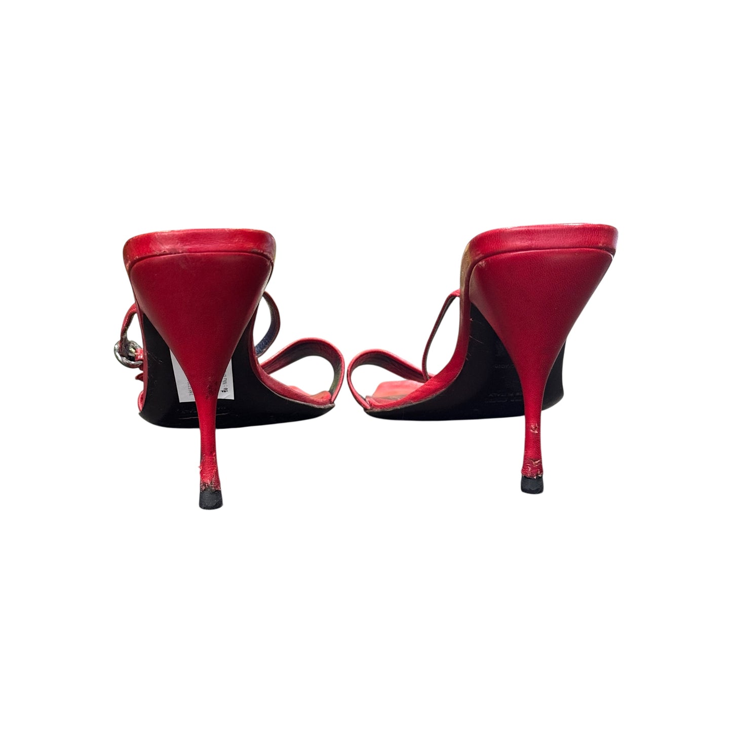 MIU MIU RED BOW SLIP ON HEELS