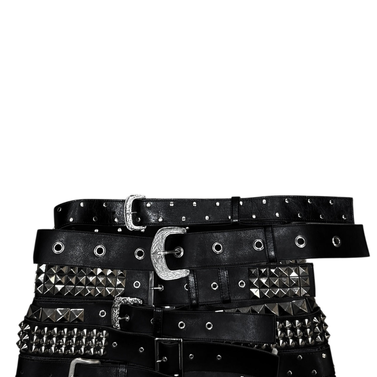 JUNYA WATANABE BLACK MULTI BUCKLE  MINI SKIRT