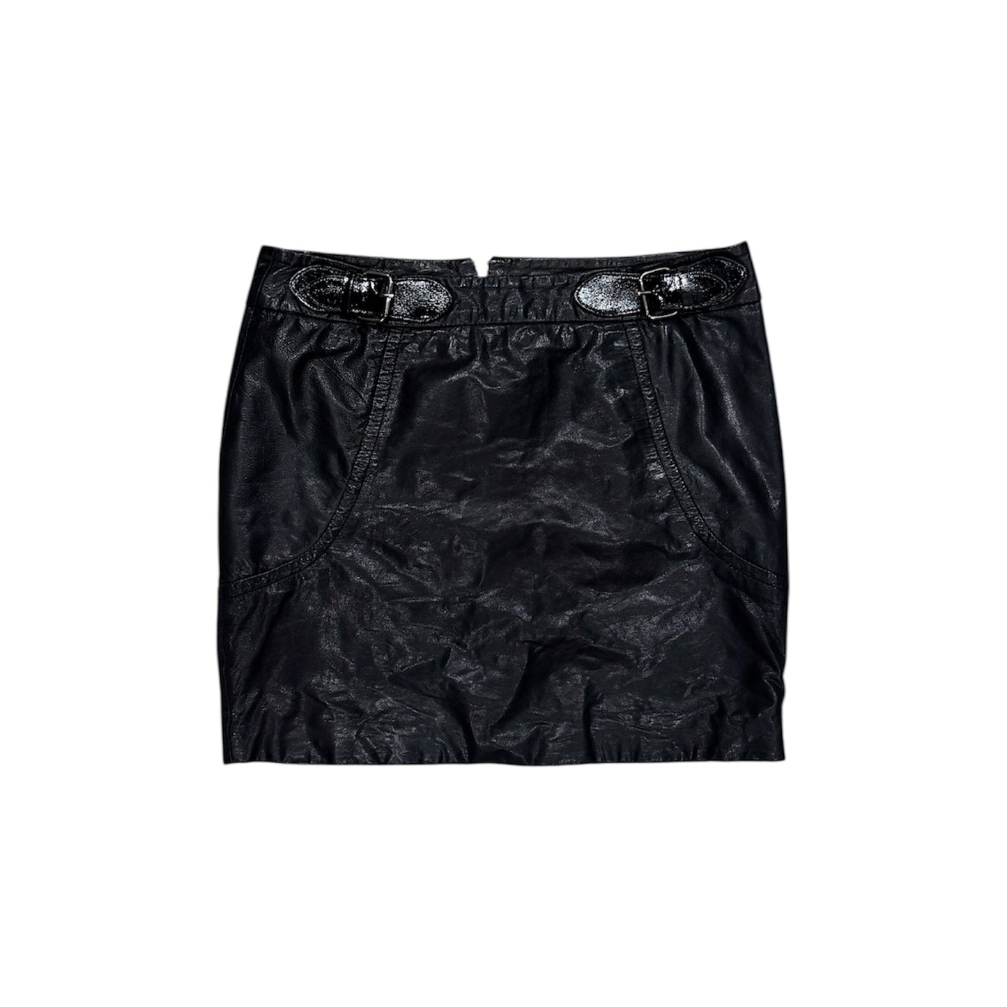 MOSCHINO BLACK LEATHER MINI SKIRT