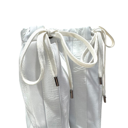 MAISON MARGIELA WHITE PATENT LEATHER WITH DRAWSTRING BOOTS