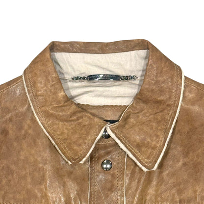 DOLCE & GABBANA BROWN LEATHER SHIRT