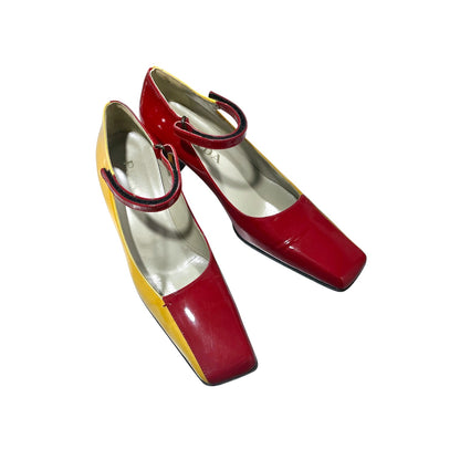 PRADA FW1998 TWO TONE YELLOW MARY JANE PUMPS