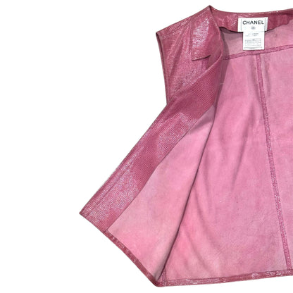CHANEL PINK LEATHER VEST JACKET