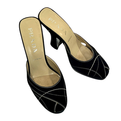 PRADA DARK BROWN SUEDE HEELS