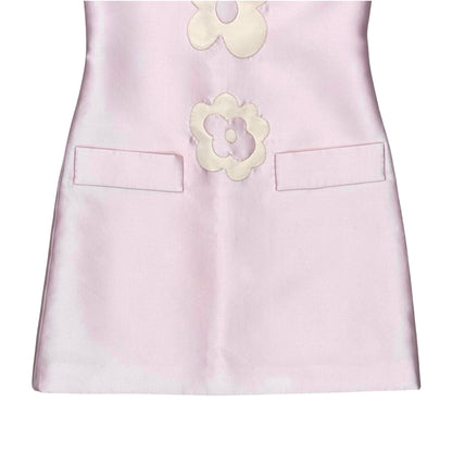 PRADA PINK SILK FLOWER MOTIF DRESS