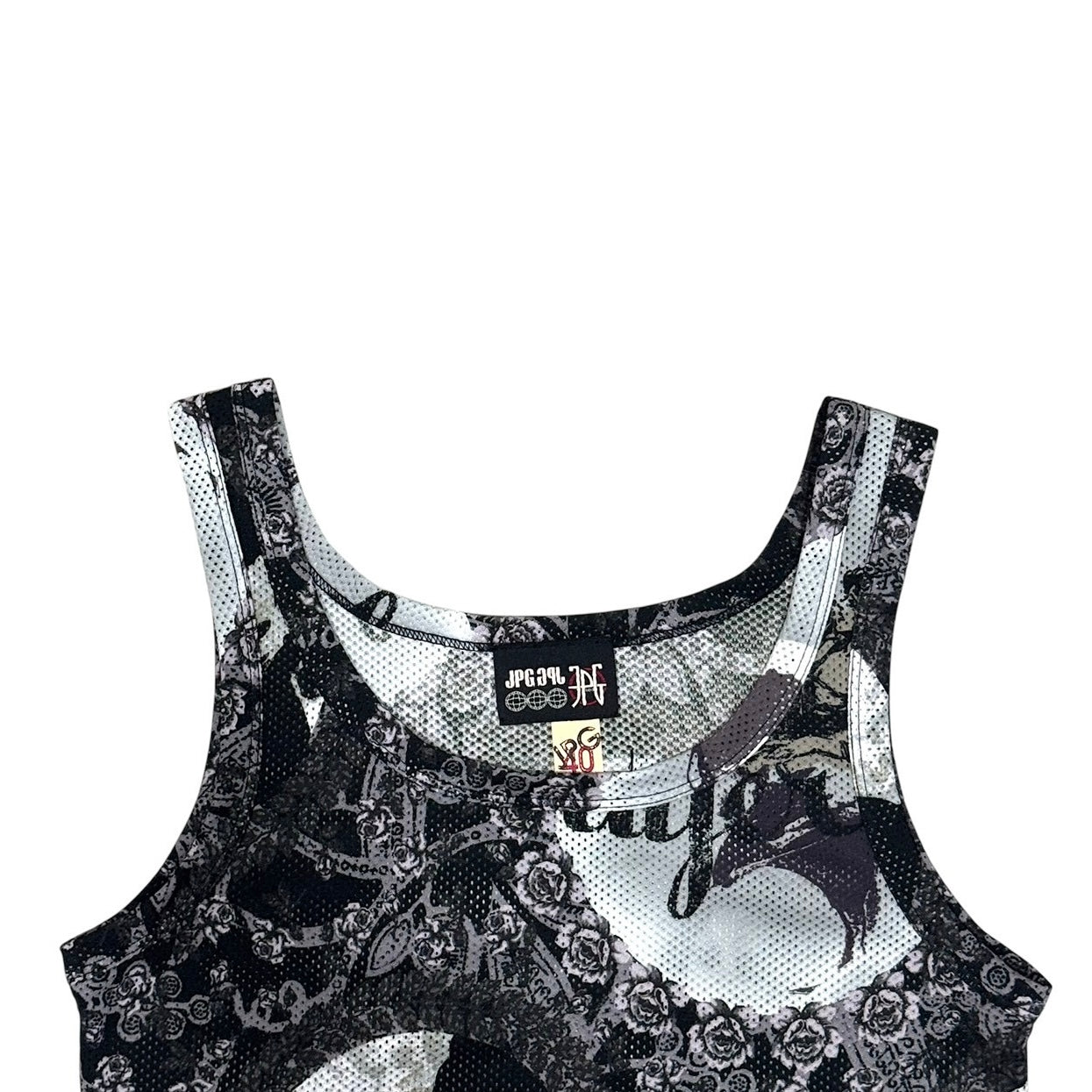 JEAN PAUL GAULTIER PORTRAIT MESH PRINT TANK TOP
