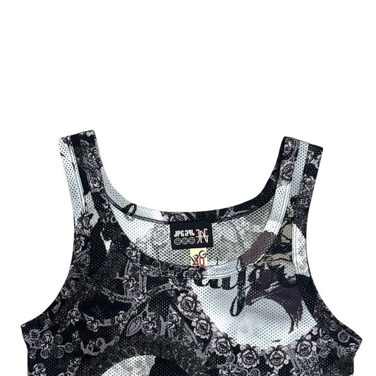 JEAN PAUL GAULTIER PORTRAIT MESH PRINT TANK TOP