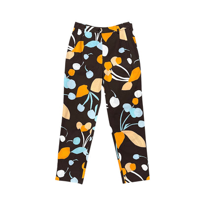 MIU MIU 2000S BROWN CHERRY PRINT PANTS