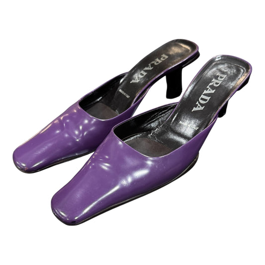 PRADA PURPLE LEATHER MULES
