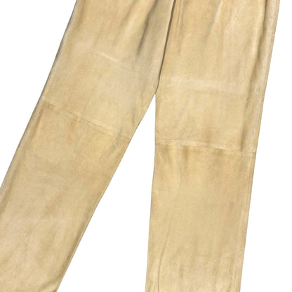 VALENTINO BUCKLED SUEDE LEATHER PANTS