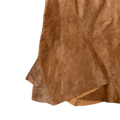 VIVIENNE WESTWOOD ASYMMETRICAL BROWN SUEDE LEATHER SKIRT