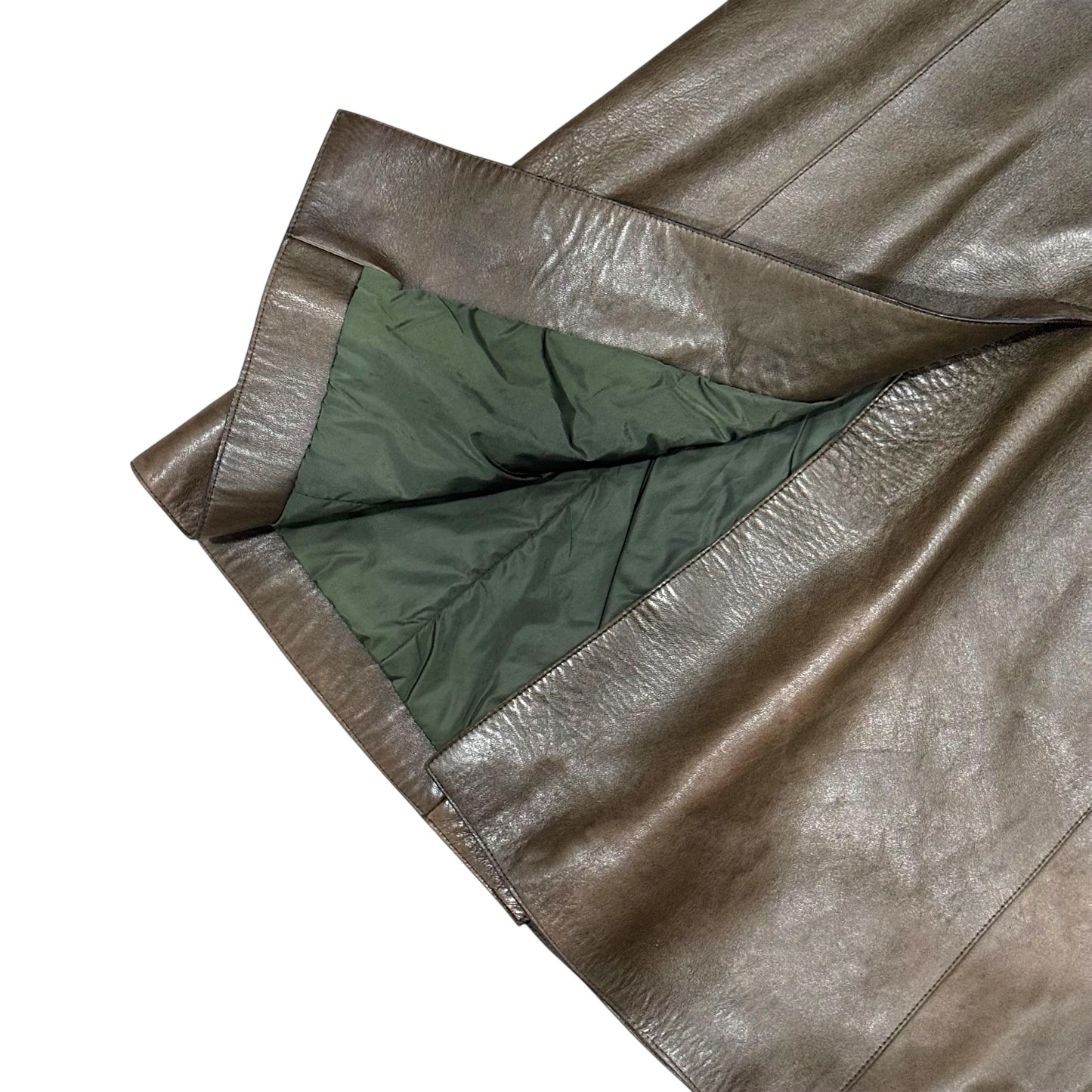 PRADA 1999 OLIVE BIKER LEATHER COAT