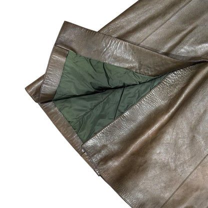 PRADA 1999 OLIVE BIKER LEATHER COAT