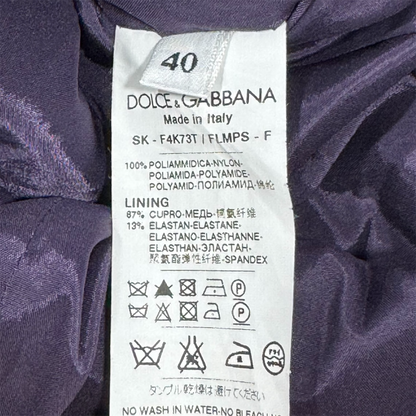 DOLCE & GABBANA RUCHED PURPLE LACE DRESS