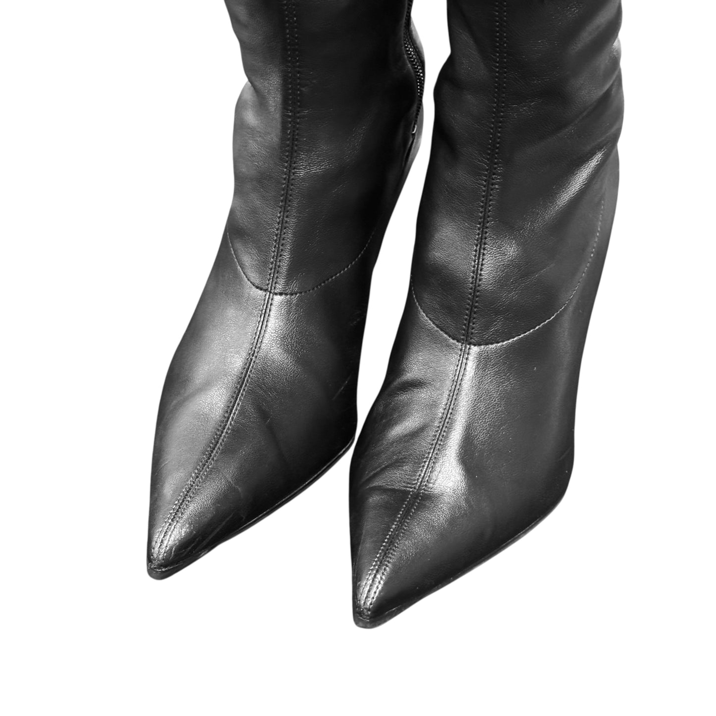 DIESEL POINTED BLACK LEATHER BOOTS