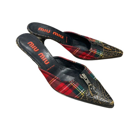 MIU MIU PLAID ZIPPER HEELS
