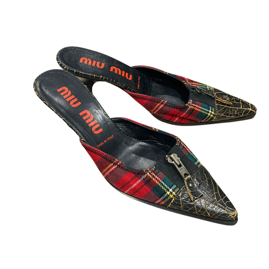 MIU MIU PLAID ZIPPER HEELS
