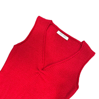 MIU MIU RED KNITTED RED VEST TOP