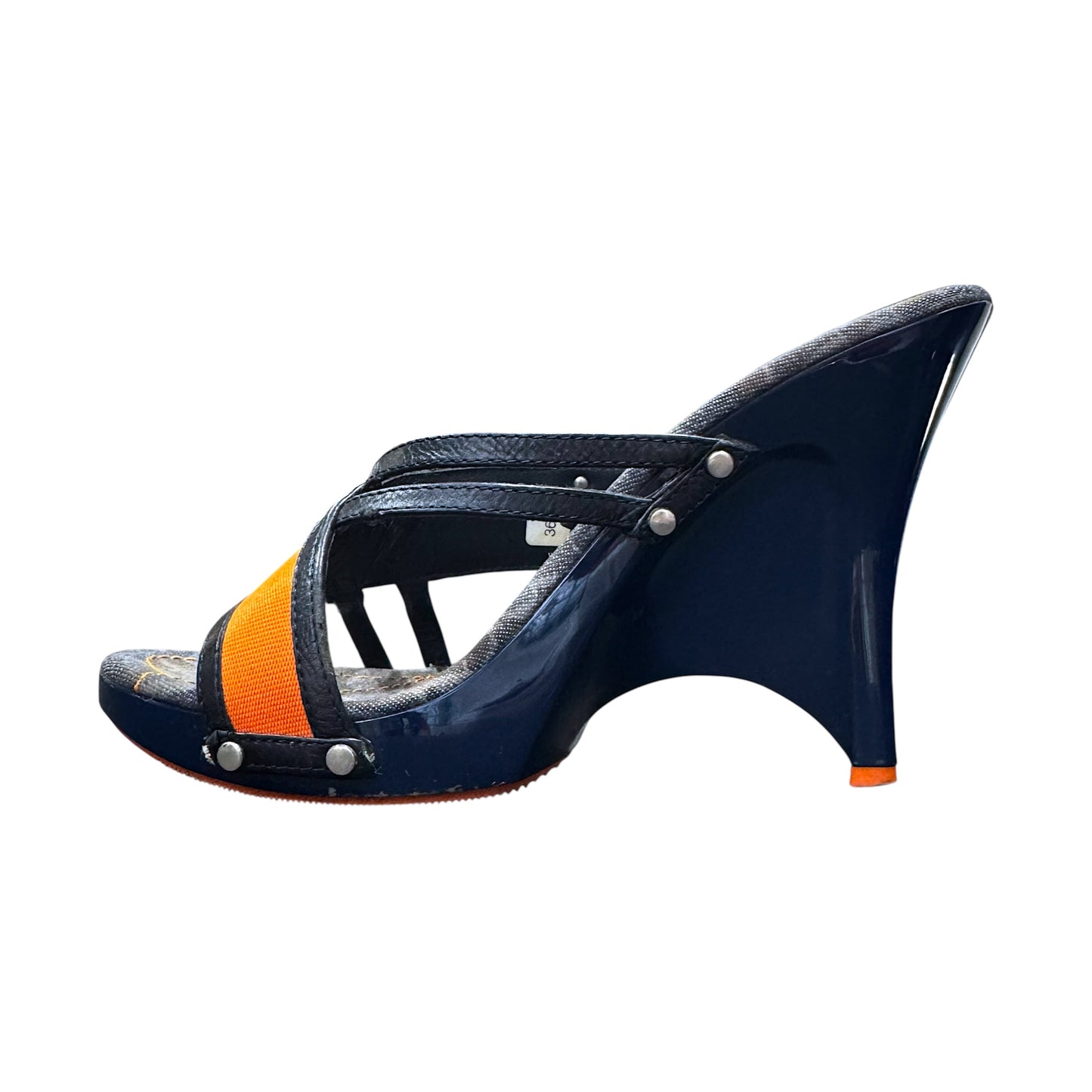 CHRISTIAN DIOR BY JOHN GALLIANO FLIGHT MONOGRAM WEDGES MULES