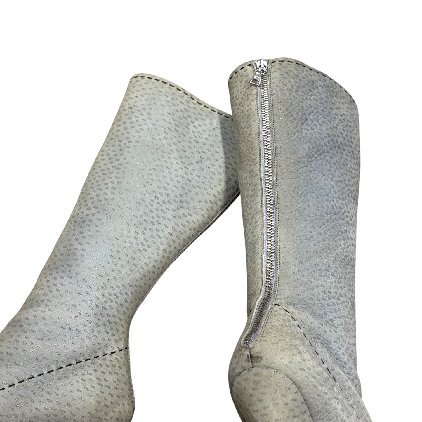 PRADA 2000S GREEN LEATHER BUCKLED KNEE HIGH BOOTS