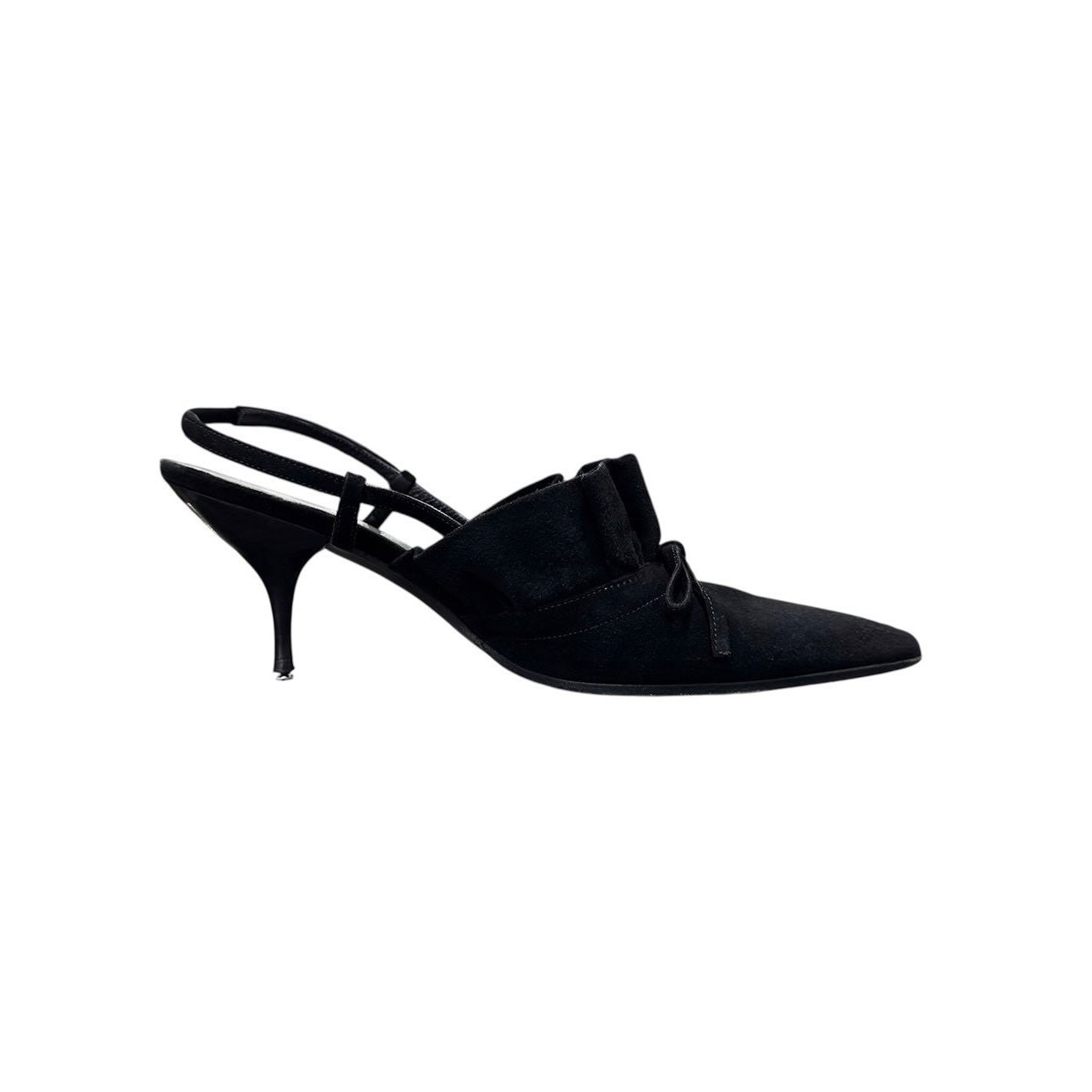 MIU MIU BOW BLACK MULES