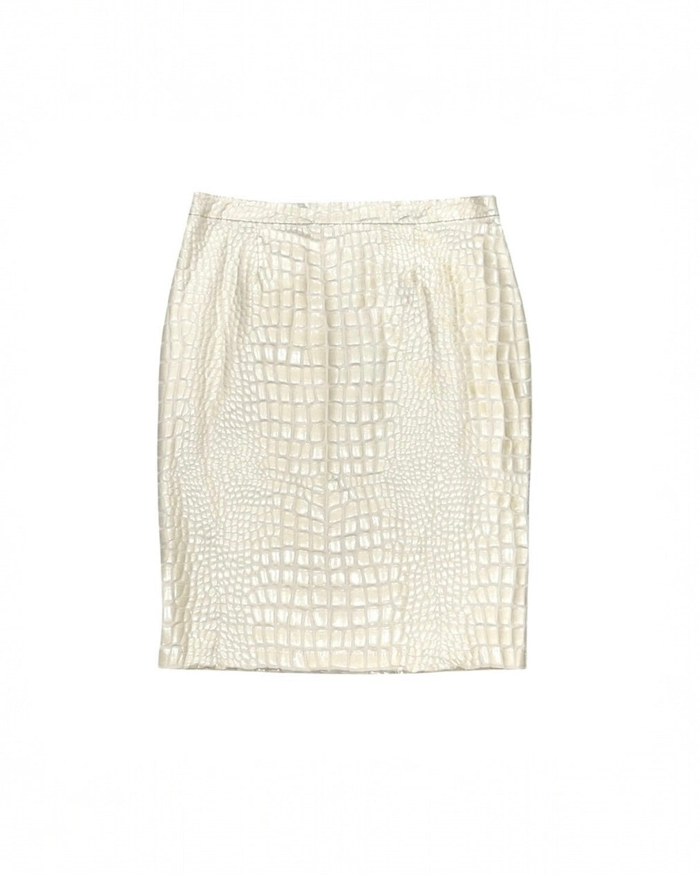 MOSCHINO PATENT CROCODILE EMBOSSED PENCIL SKIRT