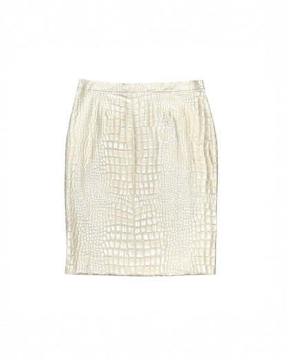 MOSCHINO PATENT CROCODILE EMBOSSED PENCIL SKIRT