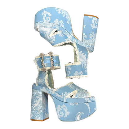 VIVIENNE WESTWOOD 24SS OLDE LONDON JACQUARD DENIM PLATFORM HEELS