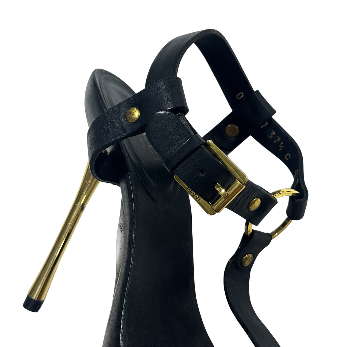GUCCI BY TOM FORD SS02 GOLD BONDAGE WOODEN HEELS