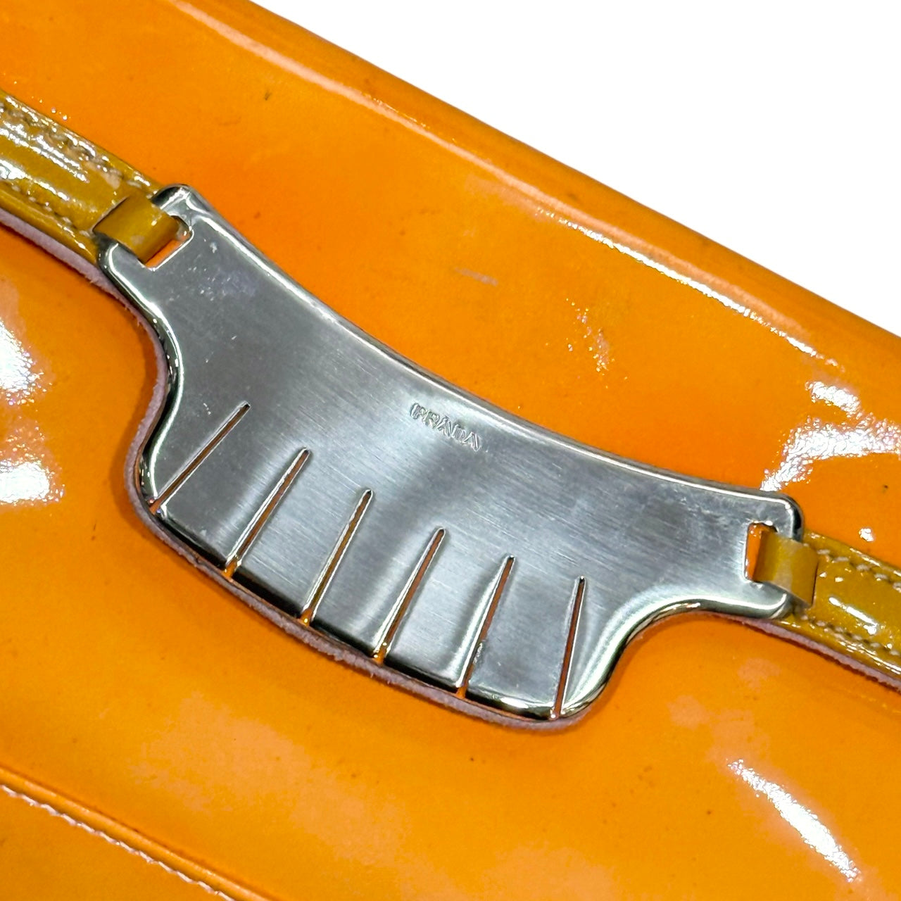 PRADA ORANGE PATENT LEATHER SHOULDER BAG