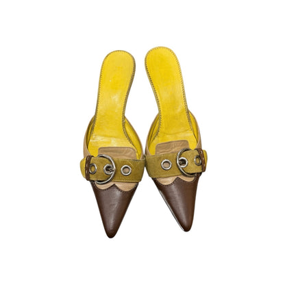 PRADA SS2002 LEATHER BUCKLED MULES