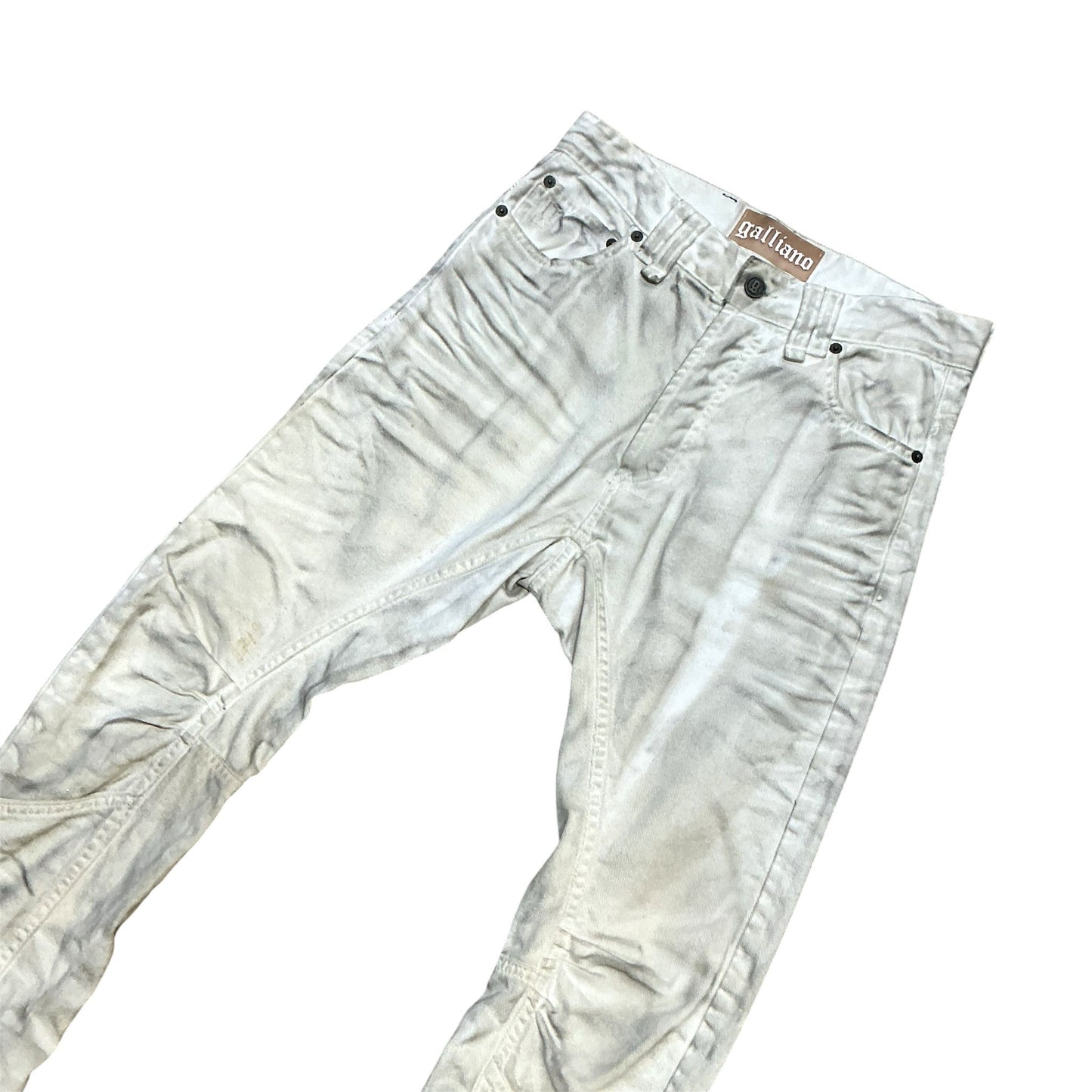 JOHN GALLIANO WHITE DISTRESSED JEANS
