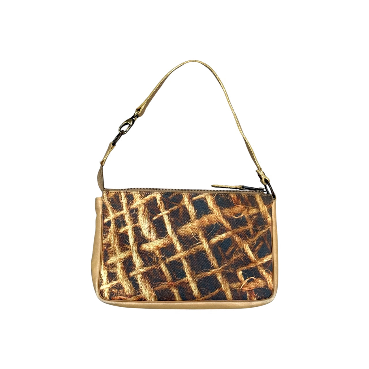 DOLCE & GABBANA STRAW PATTERN PRINTED MINI SHOULDER BAG