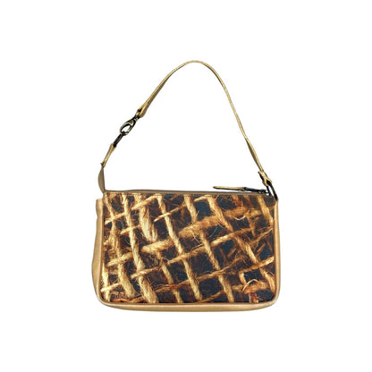 DOLCE & GABBANA STRAW PATTERN PRINTED MINI SHOULDER BAG